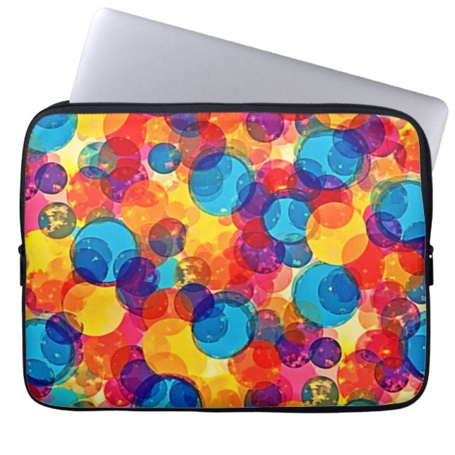 Overlappende Cirkels Kleur Chaos Kunst Laptop Sleeve (Voorkant)