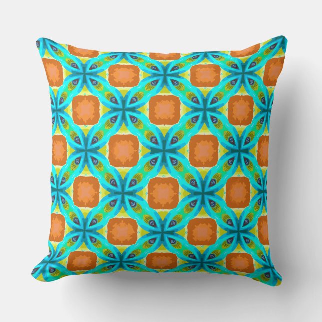 Overlappende cirkels van Blauwgroen kleuren Kussen (Voorkant)