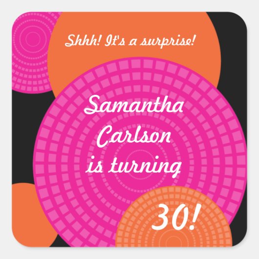 Overlappende cirkels Verjaardag Sticker (Voorkant)