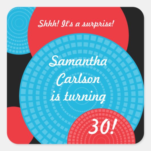 Overlappende cirkels Verjaardag Sticker (Voorkant)