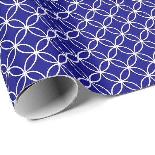Overlappende cirkels voor Navy & White Geometric D Cadeaupapier (Rol Hoek)