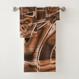 Overlappende curven in lintvormen, bruine reliëf bad handdoek