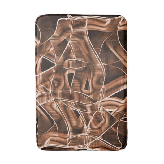 Overlappende curven in lintvormen, bruine reliëf badmat (Voorkant Verticaal)