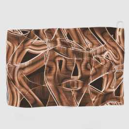 Overlappende curven in lintvormen, bruine reliëf golfhanddoek