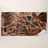 Overlappende curven in lintvormen, bruine reliëf strandlaken (Voorkant)
