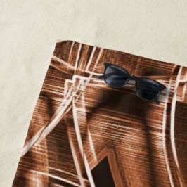 Overlappende curven in lintvormen, bruine reliëf strandlaken