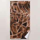 Overlappende curven in lintvormen, bruine reliëf strandlaken (Voorkant)