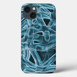 Overlappende curven in tapevorm, blauw neonreliëf Case-Mate iPhone case