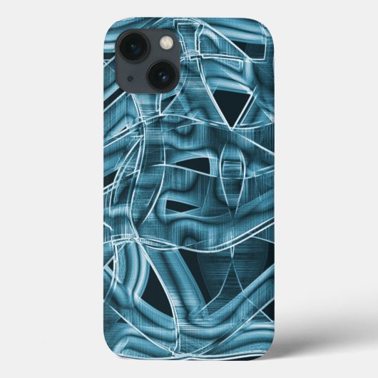 Overlappende curven zoals lint, blauw neonreliëf Case-Mate iPhone case (Achterkant)