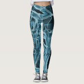Overlappende curven zoals lint, blauw neonreliëf leggings (Voorkant)
