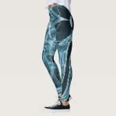 Overlappende curven zoals lint, blauw neonreliëf leggings (Links)
