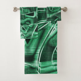 Overlappende en gekruiste groene acryluitsnijdinge bad handdoek