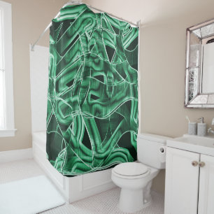 Overlappende en gekruiste groene acryluitsnijdinge douchegordijn