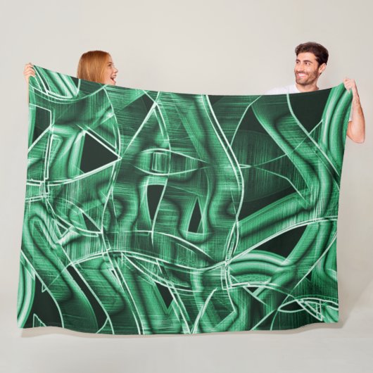 Overlappende en gekruiste groene acryluitsnijdinge fleece deken (In situ)