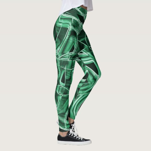 Overlappende en gekruiste groene acryluitsnijdinge leggings (Rechts)