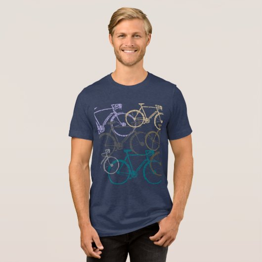 Overlappende fietsen Tri-Blend shirt (Voorkant volledig)