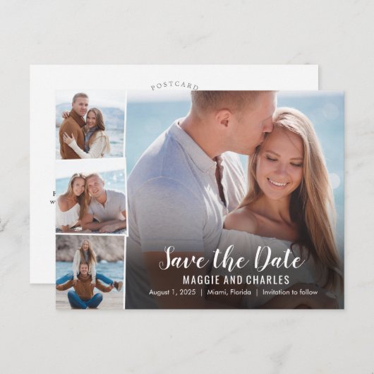 Overlappende foto's Sla het Briefkaart Datum op (Voorkant / Achterkant)