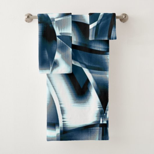 Overlappende gekromde linten, chromed-tinten op bl bad handdoek (Insitu)