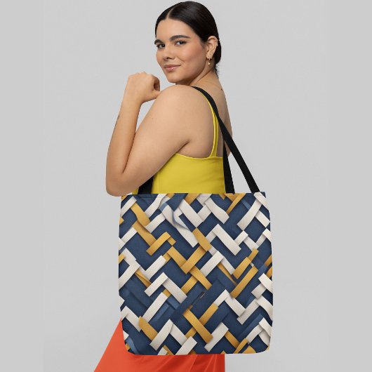 Overlappende geometrische vormen diagonaal patroon tote bag