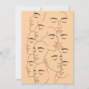 Overlappende Gezichten Print, Minimalistische Lijn Kaart