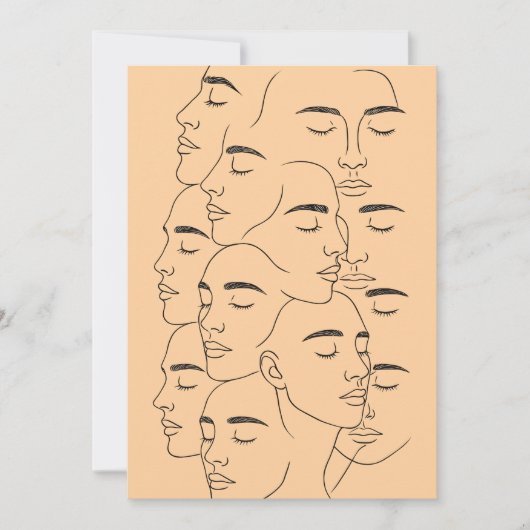Overlappende Gezichten Print, Minimalistische Lijn Kaart (Voorkant)