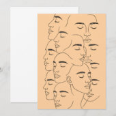 Overlappende Gezichten Print, Minimalistische Lijn Kaart (Voorkant / Achterkant)