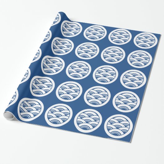 Overlappende golven in cirkel cadeaupapier (Uitgerold)