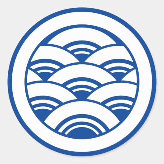 Overlappende golven in cirkel ronde sticker (Voorkant)