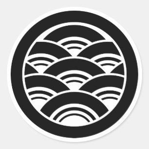 Overlappende golven in cirkel ronde sticker