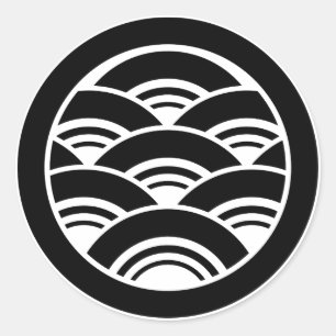 Overlappende golven in cirkel ronde sticker