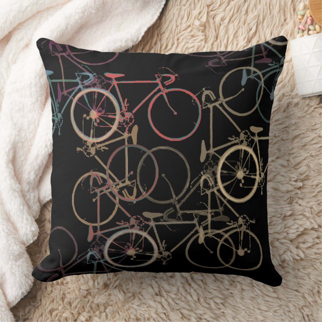 Overlappende grafische fietsen Cool Zwart Kussen (Deken)