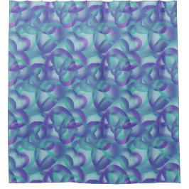 Overlappende harten abstract in paars aqua patroon douchegordijn