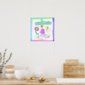 Overlappende heldere kleuren en Abstracte vormen Poster (Keuken)