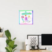 Overlappende heldere kleuren en Abstracte vormen Poster (Thuiskantoor)