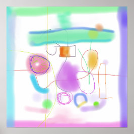 Overlappende heldere kleuren en Abstracte vormen Poster