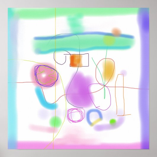 Overlappende heldere kleuren en Abstracte vormen Poster (Voorkant)