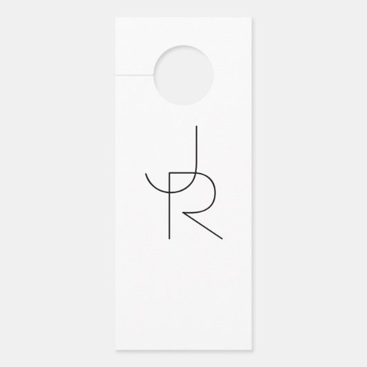 Overlappende Initialen | Zwart Op Wit Deurhanger (Voorkant)