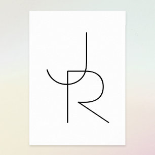 Overlappende Initialen   Zwart Op Wit Poster