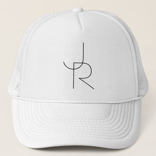 Overlappende Initialen | Zwart Op Wit Trucker Pet (Voorkant)