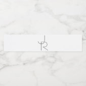 Overlappende Initialen | Zwart Op Wit Waterfles Etiket (Enkel label)