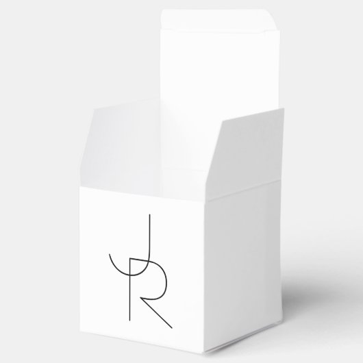 Overlappende Initialen | Zwart wit Bedankdoosjes (Geopend)