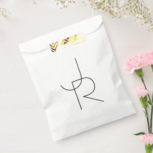 Overlappende Initialen | Zwart wit Bedankzakje (Gezegeld)