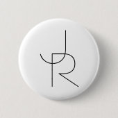Overlappende Initialen | Zwart wit Ronde Button 5,7 Cm (Voorkant)