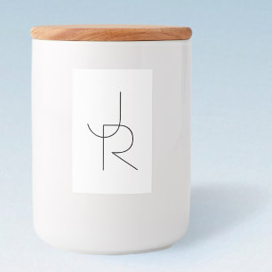 Overlappende Initialen Zwart wit Voedselcontainer Etiket