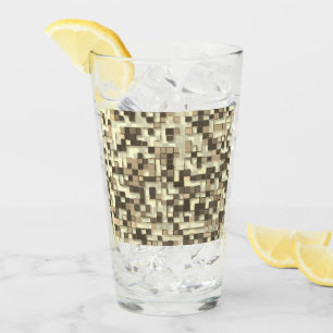 Overlappende kleine vierkantjes, bruine tot beige glas