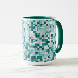 Overlappende kleine vierkantjes in groene cyaan to mok