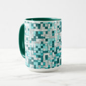 Overlappende kleine vierkantjes in groene cyaan to mok (Voorkant links)