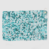 Overlappende kleine vierkantjes in groene cyaansch golfhanddoek (Horizontaal)