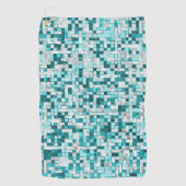 Overlappende kleine vierkantjes in groene cyaansch golfhanddoek (Voorkant)