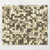 Overlappende kleine vierkantjes in tonen beige tot likeurfles etiket (Enkel label)